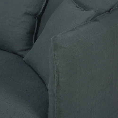 Maisons Du Monde Housses De Canapé Housse De Canapé Convertible 3/4 Places En Lin Froissé Gris Anthracite – Image 5
