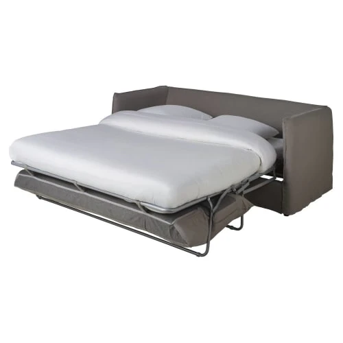 Maisons Du Monde Housses De Canapé Housse De Canapé Convertible 3/4 Places En Lin Supérieur Gris – Image 3