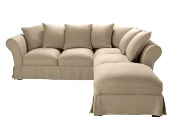 Maisons Du Monde Housses De Canapé Housse De Canapé D'angle Convertible (6 Cm) En Lin Froissé Bleu Nuit – Image 5