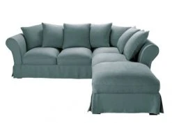 Maisons Du Monde Housses De Canapé Housse De Canapé D'angle Convertible (6 Cm) En Lin Froissé Bleu Céladon