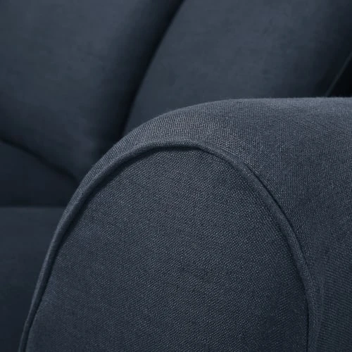 Maisons Du Monde Housses De Canapé Housse De Canapé D'angle Convertible (6 Cm) En Lin Froissé Bleu Nuit – Image 3