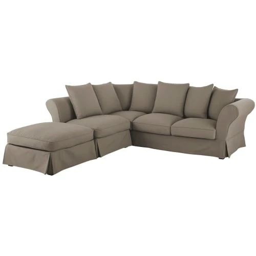 Maisons Du Monde Housses De Canapé Housse De Canapé D'angle Convertible 6 Places (matelas 12 Cm) Taupe – Image 2