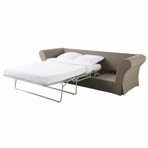 Maisons Du Monde Housses De Canapé Housse De Canapé D'angle Convertible 6 Places (matelas 12 Cm) Taupe – Image 3