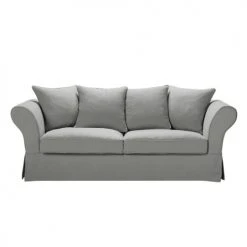 Maisons Du Monde Housses De Canapé Housse De Canapé Fixe Et Convertible 3/4 Places (6 Cm) En Lin Froissé Gris Clair