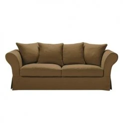 Maisons Du Monde Housses De Canapé Housse De Canapé Fixe Et Convertible 3/4 Places (matelas 6 Cm) En Lin Froissé Orange De Sienne