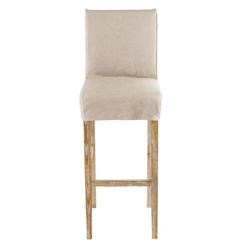 Maisons Du Monde Housses De Chaises Et Galettes De Chaises Housse De Chaise De Bar En Suédine Beige – Image 2