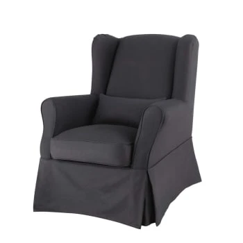 Maisons Du Monde Housses De Fauteuil Housse De Fauteuil En Coton Gris Clair – Image 3