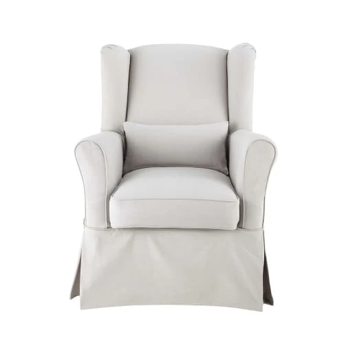 Maisons Du Monde Housses De Fauteuil Housse De Fauteuil En Coton Gris Clair – Image 2