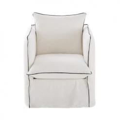 Maisons Du Monde Housses De Fauteuil Housse De Fauteuil En Lin Froissé Blanc à Volants