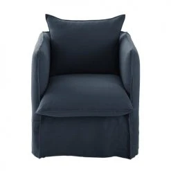 Maisons Du Monde Housses De Fauteuil Housse De Fauteuil En Lin Froissé Bleu Nuit