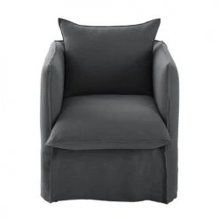Maisons Du Monde Housses De Fauteuil Housse De Fauteuil En Lin Froissé Gris Anthracite