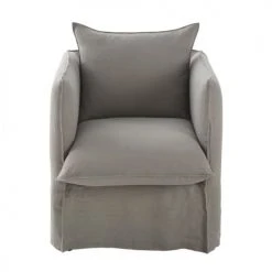 Maisons Du Monde Housses De Fauteuil Housse De Fauteuil En Lin Froissé Gris Clair