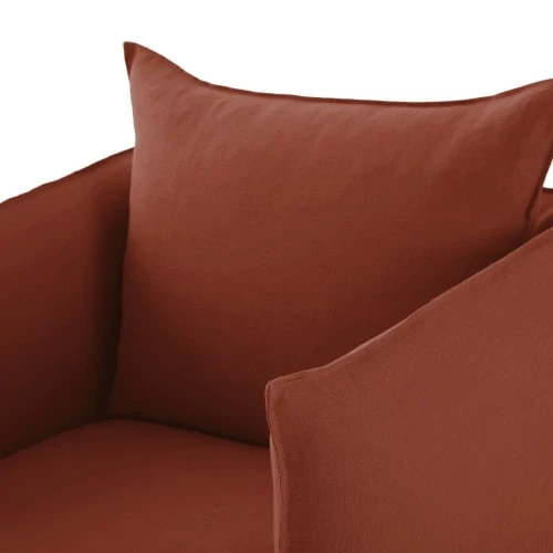 Maisons Du Monde Housses De Fauteuil Housse De Fauteuil En Lin Froissé Terracotta – Image 3