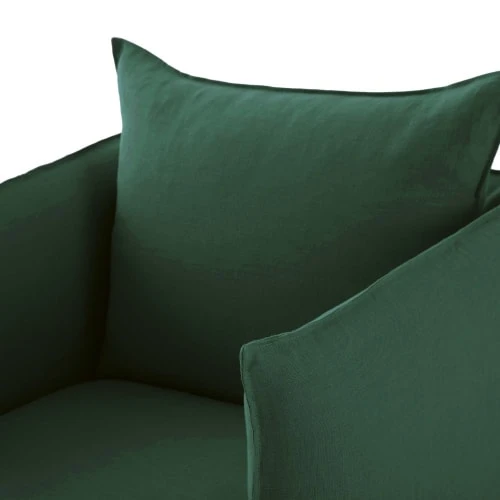 Maisons Du Monde Housses De Fauteuil Housse De Fauteuil En Lin Froissé Vert – Image 3
