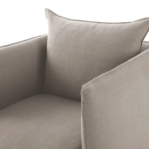 Maisons Du Monde Housses De Fauteuil Housse De Fauteuil En Lin Supérieur Beige Ficelle – Image 3