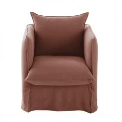 Maisons Du Monde Housses De Fauteuil Housse De Fauteuil En Lin Supérieur Rouge Rhubarbe