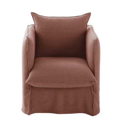 Maisons Du Monde Housses De Fauteuil Housse De Fauteuil En Lin Supérieur Rouge Rhubarbe