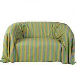 Fouta Futée Housses De Canapé Jeté De Canapé Coton Tricolore Vert Jaune Turquoise 200 X 300