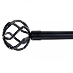 Wadiga Accessoires Rideaux Et Stores Tringle à Rideaux Extensible Métal Noir Boule 120 à 210cm